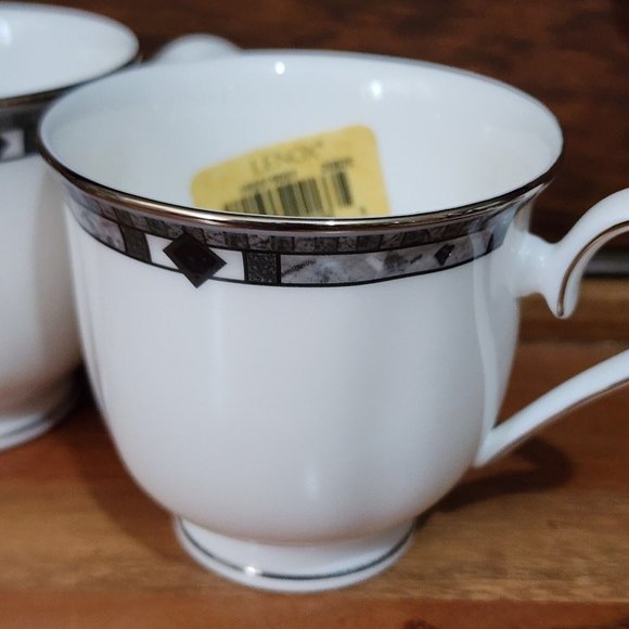 Set of 4 Lenox Debut Collection Kara Teacups grey black silver platinum - Picture 6 of 13
